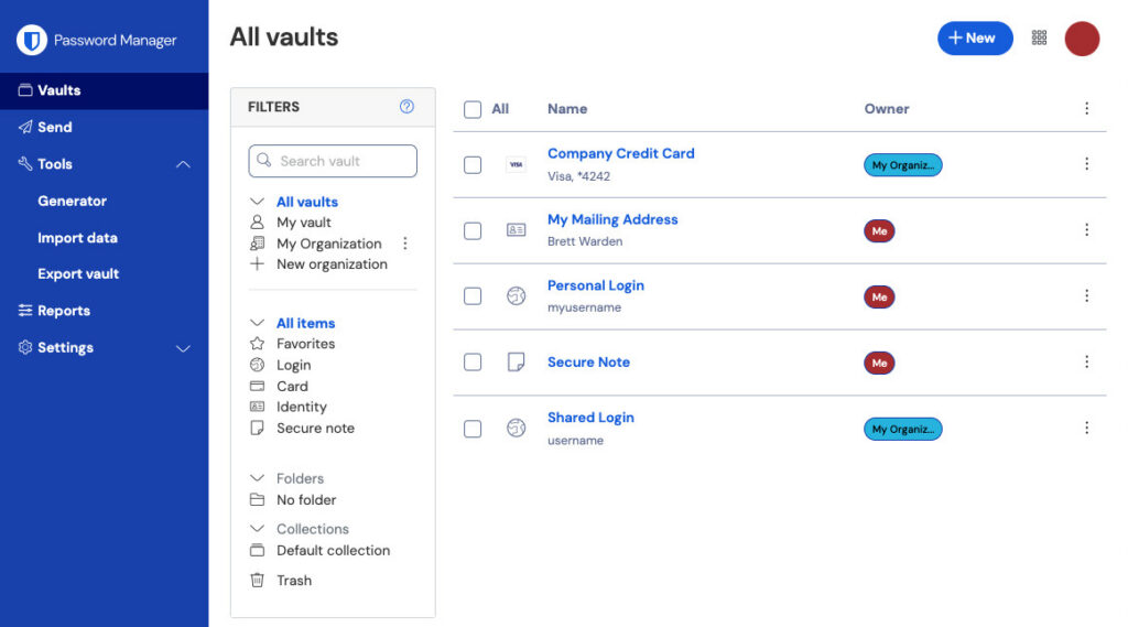 Enterprise digital vault dashboard showing centralized credential management and secure folder organization for business teams.