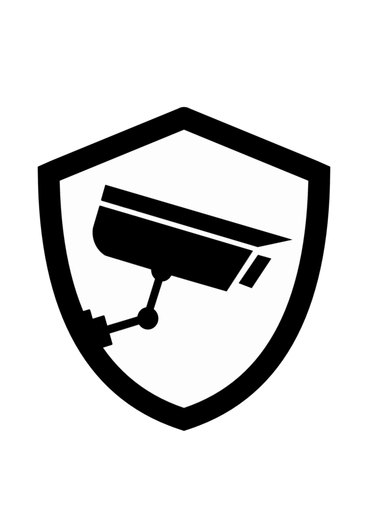 CCTV & Monitoring icon – A security camera within a shield, representing industrial-grade surveillance and local remote monitoring.