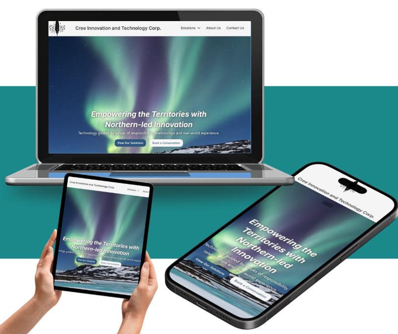 A responsive web design showcase on multiple devices, illustrating Cree IT's mobile-optimization and cross-platform performance standards.