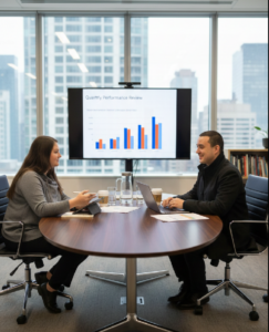 Two professionals from the Cree IT team collaborating in a workspace