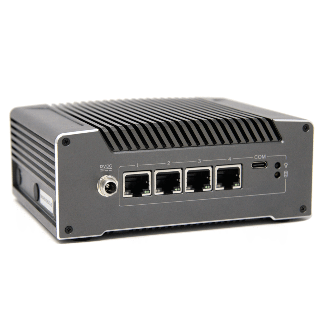 AtimôGate security appliance and logo—a specialized, Northern-built gateway for advanced network hardening and threat mitigation.