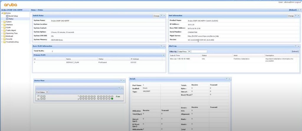 Real-time network monitoring dashboard showing 24/7 visibility and firmware management for a managed IT client.