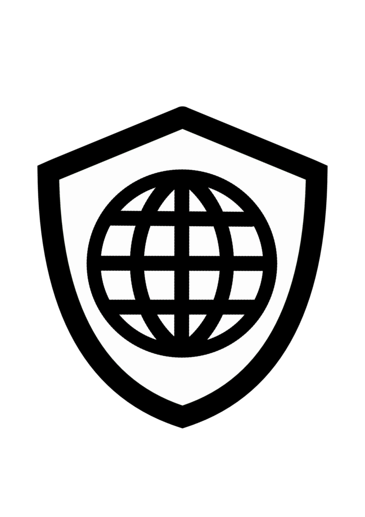 Web Platforms & Hosting icon – A global grid within a shield, representing custom web development and 100% Northern-based hosting infrastructure.